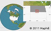 Satellite Location Map of ZIP code 58570, highlighted country, highlighted state