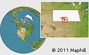 Satellite Location Map of ZIP code 58570, highlighted county, highlighted state