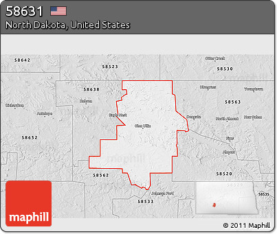 Silver Style 3D Map of ZIP Code 58631