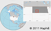 Gray Location Map of ZIP code 58631, highlighted country, highlighted state