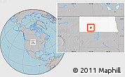 Gray Location Map of ZIP code 58631, highlighted state, hill shading