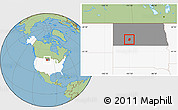 Savanna Style Location Map of ZIP code 58631, highlighted country, highlighted state
