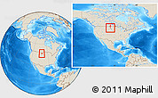 Shaded Relief Location Map of ZIP code 58631, within the entire country