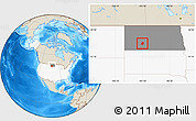 Shaded Relief Location Map of ZIP code 58631, highlighted country, highlighted state