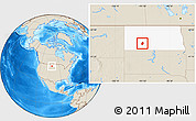 Shaded Relief Location Map of ZIP code 58631, highlighted state