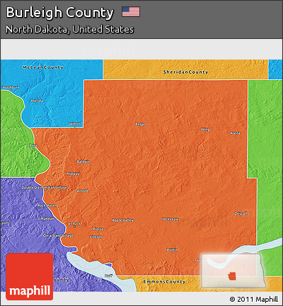Political 3D Map of Burleigh County