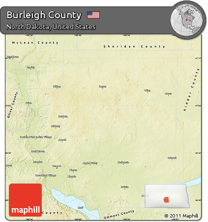 Physical Map of Burleigh County