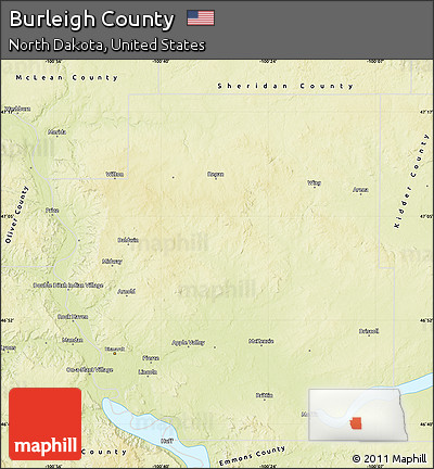 Physical Map of Burleigh County
