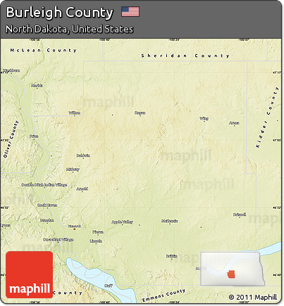 Physical Map of Burleigh County