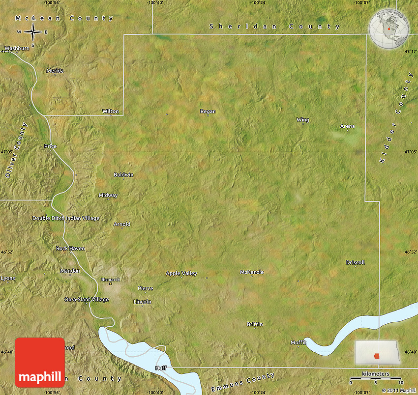 Satellite Map of Burleigh County