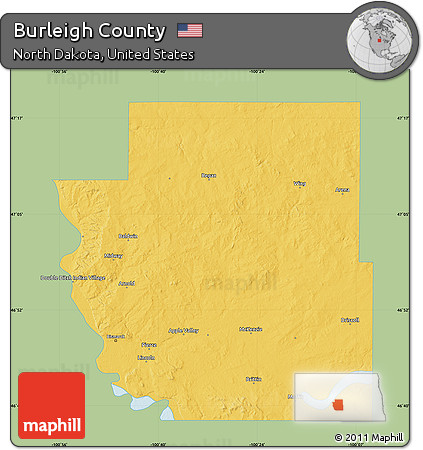 Savanna Style Map of Burleigh County, single color outside