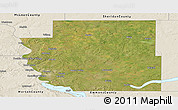 Satellite Panoramic Map of Burleigh County, shaded relief outside