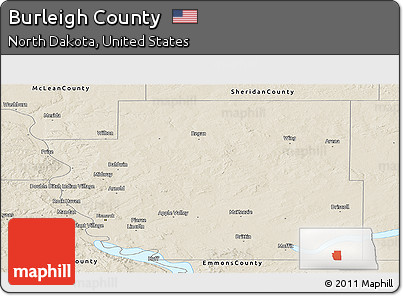 Shaded Relief Panoramic Map of Burleigh County
