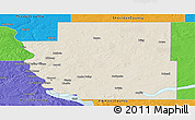 Shaded Relief Panoramic Map of Burleigh County, political outside