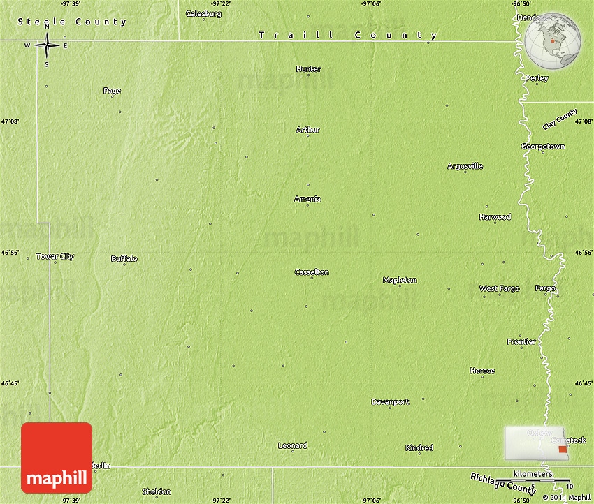 Physical Map of Cass County
