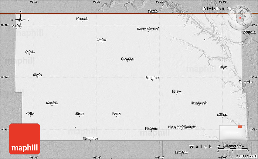 Gray Map of Cavalier County