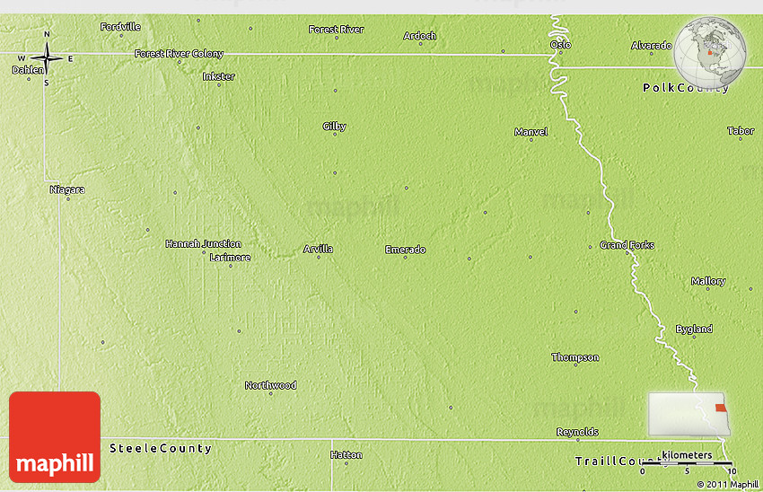 Physical 3D Map of Grand Forks County
