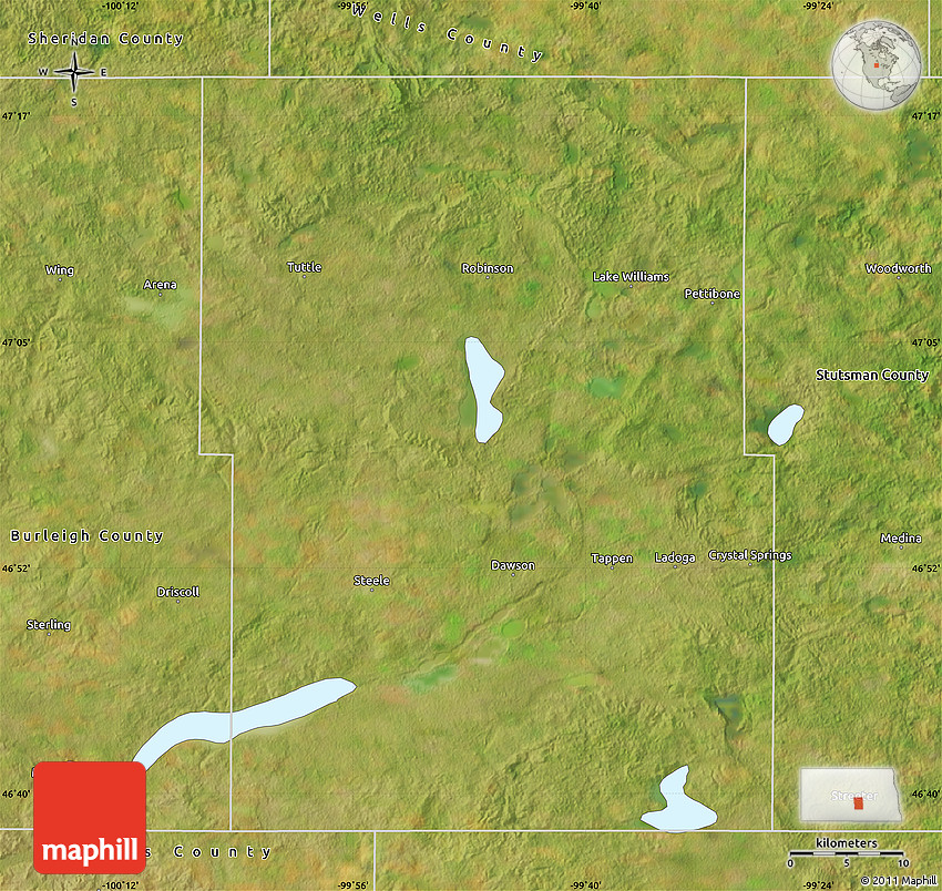 Satellite Map of Kidder County