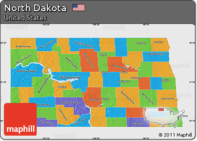 Political Map of North Dakota, single color outside