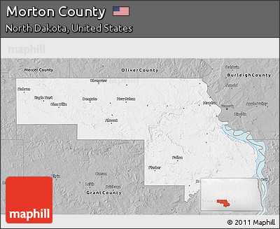 Gray 3D Map of Morton County