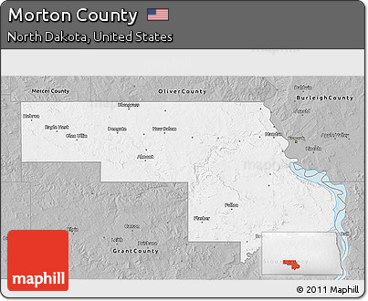 Gray 3D Map of Morton County