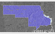 Political 3D Map of Morton County, darken, desaturated