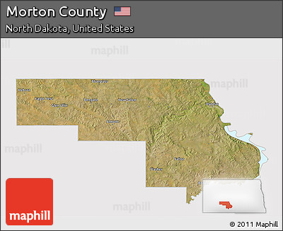 Satellite 3D Map of Morton County, cropped outside