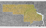 Satellite 3D Map of Morton County, desaturated