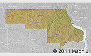 Satellite 3D Map of Morton County, lighten, desaturated