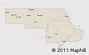 Shaded Relief 3D Map of Morton County, cropped outside