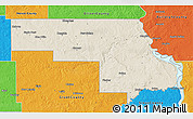 Shaded Relief 3D Map of Morton County, political outside