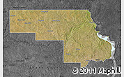 Satellite Map of Morton County, darken, desaturated
