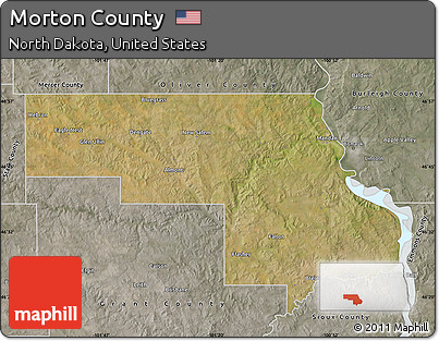 Satellite Map of Morton County, semi-desaturated