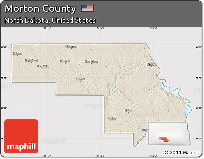 Shaded Relief Map of Morton County, cropped outside