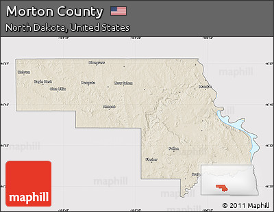 Shaded Relief Map of Morton County, cropped outside