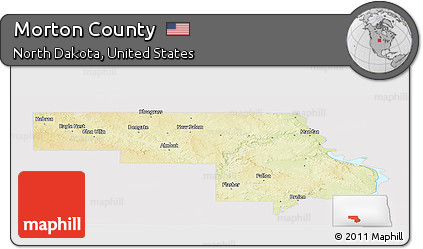 Physical Panoramic Map of Morton County, cropped outside