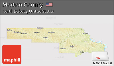 Physical Panoramic Map of Morton County, cropped outside