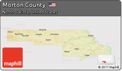Physical Panoramic Map of Morton County, cropped outside