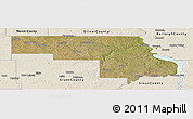 Satellite Panoramic Map of Morton County, shaded relief outside
