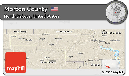 Shaded Relief Panoramic Map of Morton County