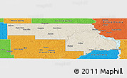 Shaded Relief Panoramic Map of Morton County, political outside