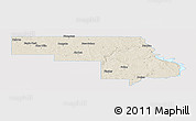 Shaded Relief Panoramic Map of Morton County, single color outside