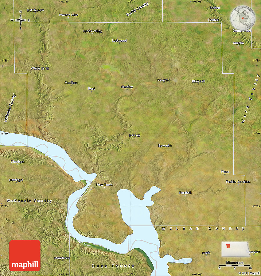 Satellite Map of Mountrail County
