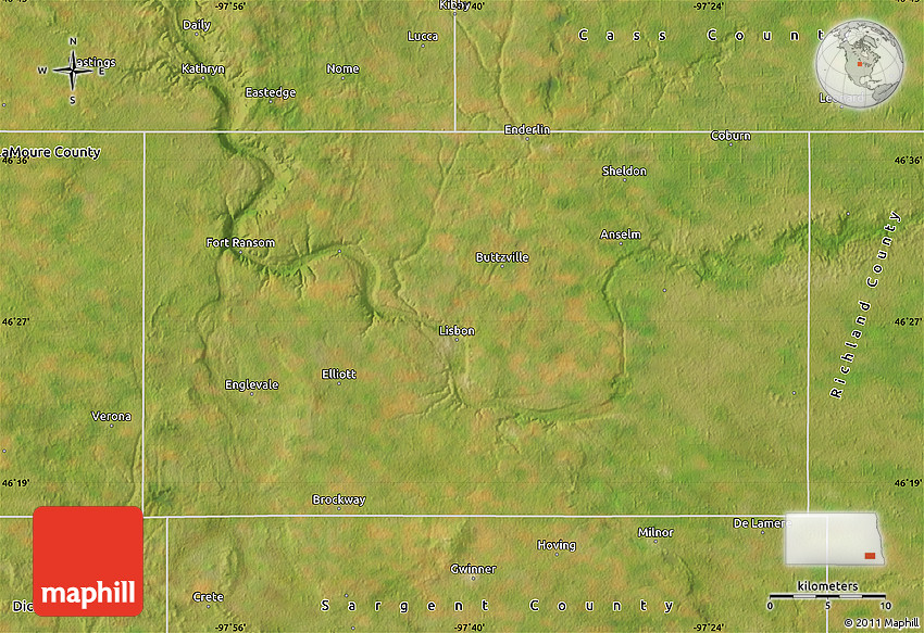 Satellite Map of Ransom County