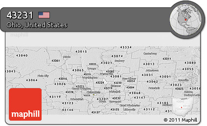 Silver Style Panoramic Map of ZIP Code 43231