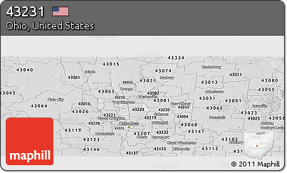 Silver Style Panoramic Map of ZIP Code 43231