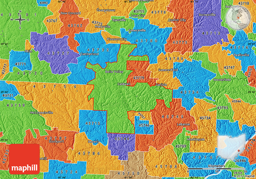 Political Map of ZIP Code 43724