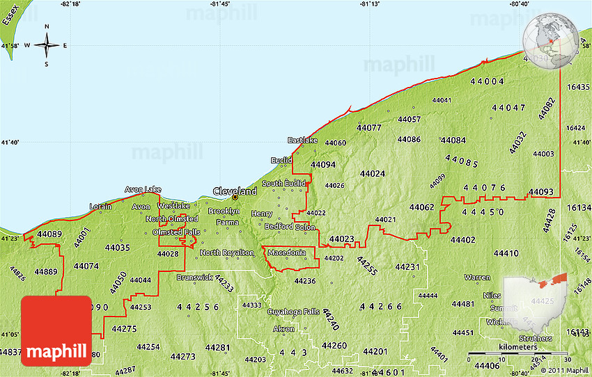 Physical Map Of Zip Codes Starting With 440