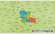 Political 3D Map of ZIP codes starting with 447, physical outside