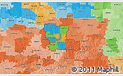 Political 3D Map of ZIP codes starting with 447, political shades outside